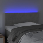 vidaXL Tăblie de pat cu LED, gri deschis, 100x5x78/88 cm, catifea