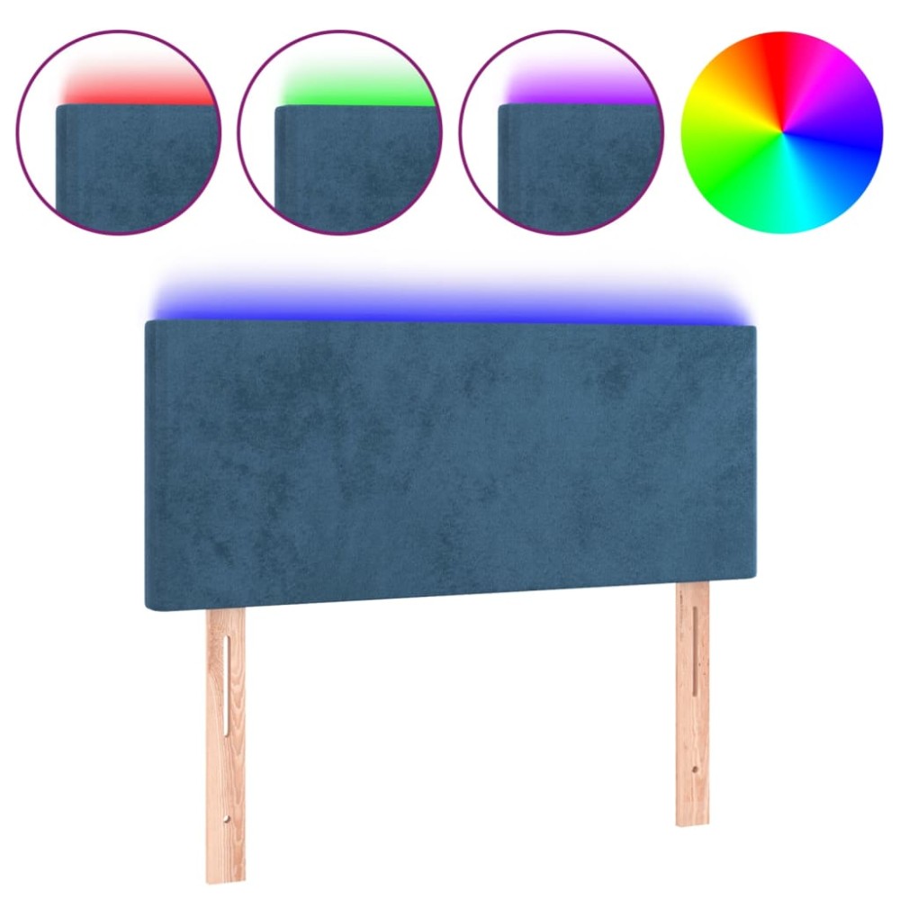 vidaXL Tăblie de pat cu LED, albastru închis, 100x5x78/88 cm, catifea