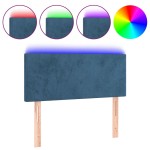 vidaXL Tăblie de pat cu LED, albastru închis, 100x5x78/88 cm, catifea