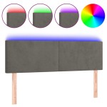 vidaXL Tăblie de pat cu LED, gri închis, 144x5x78/88 cm, catifea vidaXL Tăblie de pat cu LED, gri închis, 144x5x78/88 cm, catifea