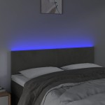 vidaXL Tăblie de pat cu LED, gri închis, 144x5x78/88 cm, catifea vidaXL Tăblie de pat cu LED, gri închis, 144x5x78/88 cm, catifea