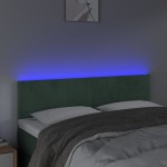 vidaXL Tăblie de pat cu LED, verde închis, 144x5x78/88 cm, catifea