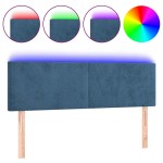 vidaXL Tăblie de pat cu LED, albastru închis, 144x5x78/88 cm, catifea