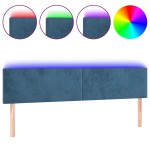 vidaXL Tăblie de pat cu LED, albastru închis, 160x5x78/88 cm, catifea