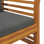vidaXL Banchetă canapea cu perne gri închis, lemn masiv de acacia