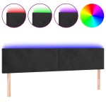 vidaXL Tăblie de pat cu LED, negru, 200x5x78/88 cm, catifea