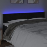 vidaXL Tăblie de pat cu LED, negru, 200x5x78/88 cm, catifea