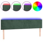 vidaXL Tăblie de pat cu LED, verde închis, 200x5x78/88 cm, catifea vidaXL Tăblie de pat cu LED, verde închis, 200x5x78/88 cm, catifea