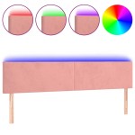 vidaXL Tăblie de pat cu LED, roz, 200x5x78/88 cm, catifea