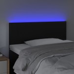 vidaXL Tăblie de pat cu LED, negru, 80x5x78/88 cm, piele ecologică