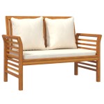 vidaXL Set mobilier grădină cu perne alb crem, 2 piese, lemn masiv