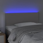 vidaXL Tăblie de pat cu LED, gri, 90x5x78/88 cm, piele ecologică vidaXL Tăblie de pat cu LED, gri, 90x5x78/88 cm, piele ecologică