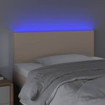 vidaXL Tăblie de pat cu LED, cappuccino, 90x5x78/88cm, piele ecologică