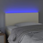 vidaXL Tăblie de pat cu LED, crem, 100x5x78/88 cm, piele ecologică