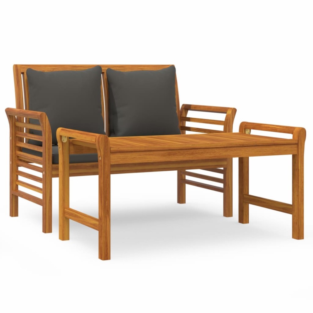 vidaXL Set mobilier grădină cu perne gri închis, 2 piese, lemn masiv