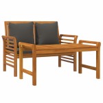 vidaXL Set mobilier grădină cu perne gri închis, 2 piese, lemn masiv