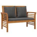 vidaXL Set mobilier grădină cu perne gri închis, 2 piese, lemn masiv