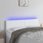 vidaXL Tăblie de pat cu LED, alb, 144x5x78/88 cm, piele ecologică vidaXL Tăblie de pat cu LED, alb, 144x5x78/88 cm, piele ecologică