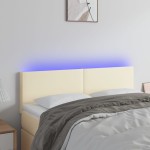 vidaXL Tăblie de pat cu LED, crem, 144x5x78/88 cm, piele ecologică vidaXL Tăblie de pat cu LED, crem, 144x5x78/88 cm, piele ecologică
