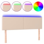 vidaXL Tăblie de pat cu LED cappuccino 144x5x78/88 cm piele ecologică vidaXL Tăblie de pat cu LED cappuccino 144x5x78/88 cm piele ecologică