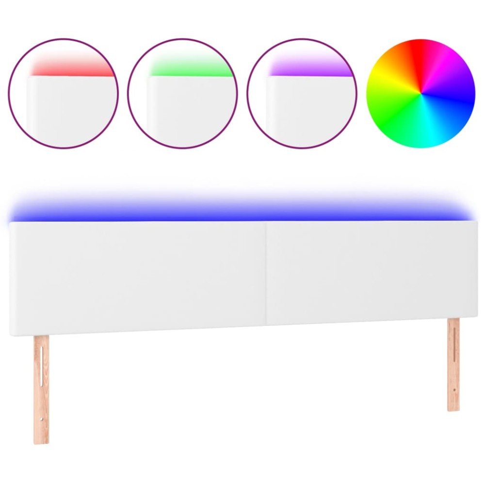 vidaXL Tăblie de pat cu LED, alb, 160x5x78/88 cm, piele ecologică