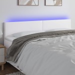 vidaXL Tăblie de pat cu LED, alb, 160x5x78/88 cm, piele ecologică vidaXL Tăblie de pat cu LED, alb, 160x5x78/88 cm, piele ecologică