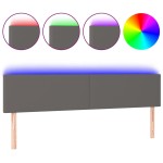 vidaXL Tăblie de pat cu LED, gri, 180x5x78/88 cm, piele ecologică