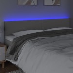 vidaXL Tăblie de pat cu LED, gri, 180x5x78/88 cm, piele ecologică