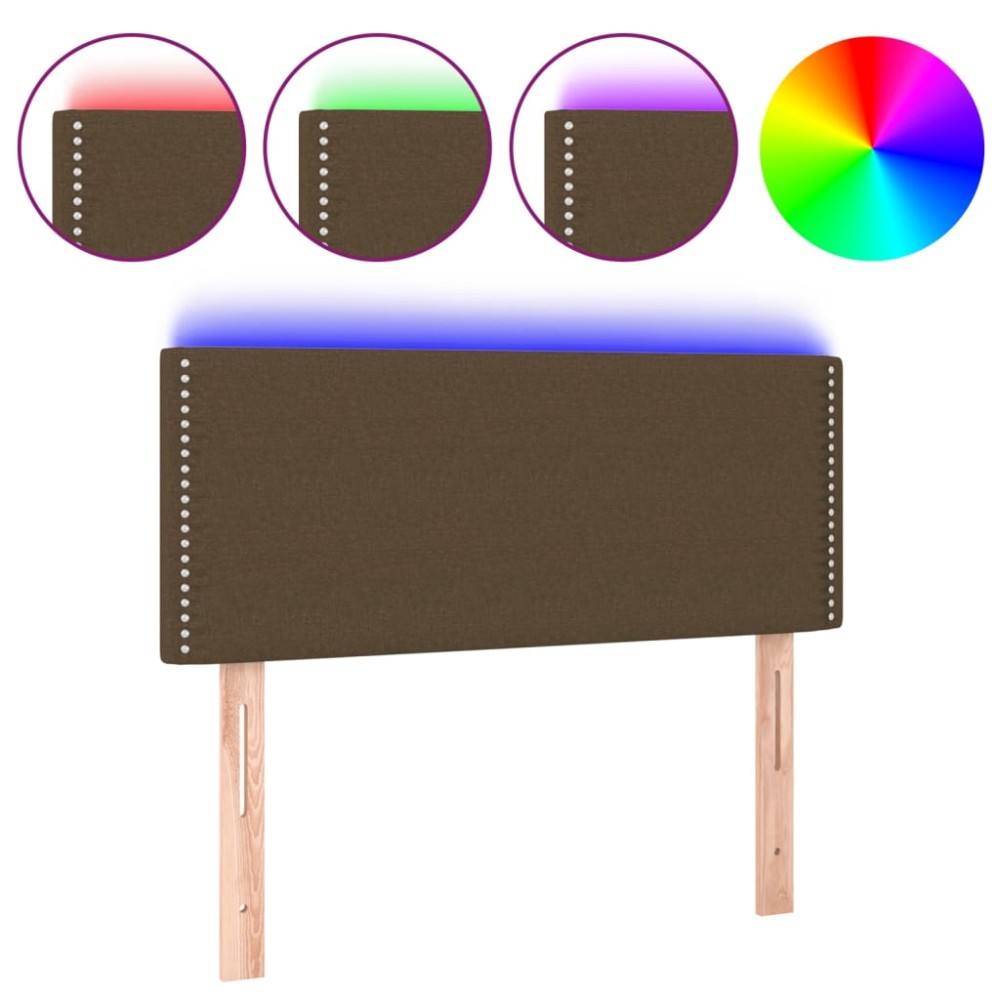 vidaXL Tăblie de pat cu LED, maro închis, 80x5x78/88 cm, textil