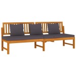 vidaxL Pat de zi cu perne gri, 200x60x75 cm, lemn masiv de acacia vidaxL Pat de zi cu perne gri, 200x60x75 cm, lemn masiv de acacia