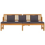 vidaxL Pat de zi cu perne gri, 200x60x75 cm, lemn masiv de acacia vidaxL Pat de zi cu perne gri, 200x60x75 cm, lemn masiv de acacia