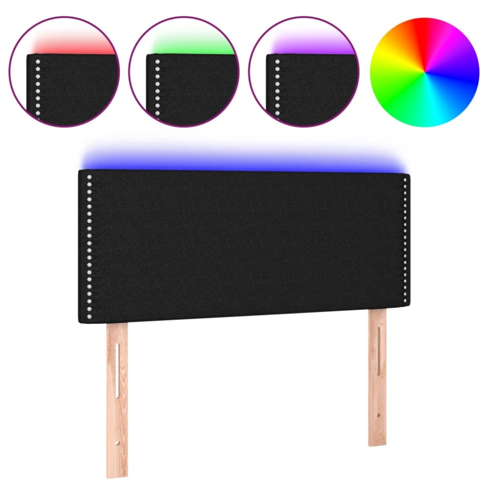 vidaXL Tăblie de pat cu LED, negru, 90x5x78/88 cm, textil
