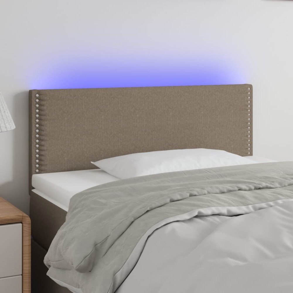 vidaXL Tăblie de pat cu LED, gri taupe, 90x5x78/88 cm, textil