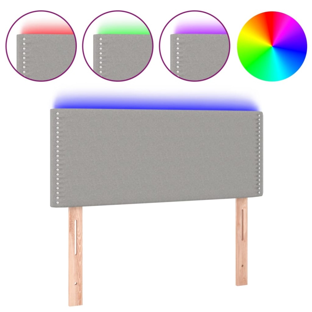 vidaXL Tăblie de pat cu LED, gri deschis, 100x5x78/88 cm, textil