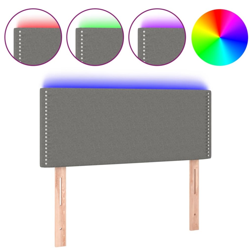 vidaXL Tăblie de pat cu LED, gri închis, 100x5x78/88 cm, textil