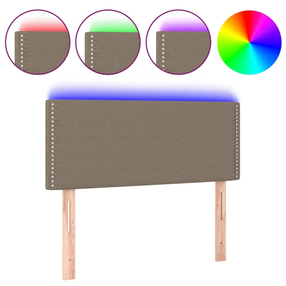 vidaXL Tăblie de pat cu LED, gri taupe, 100x5x78/88 cm, textil