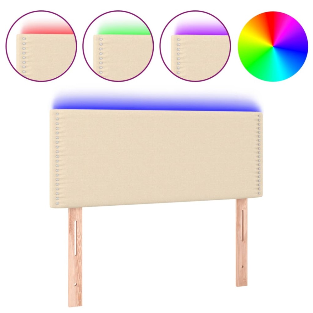 vidaXL Tăblie de pat cu LED, crem, 100x5x78/88 cm, textil