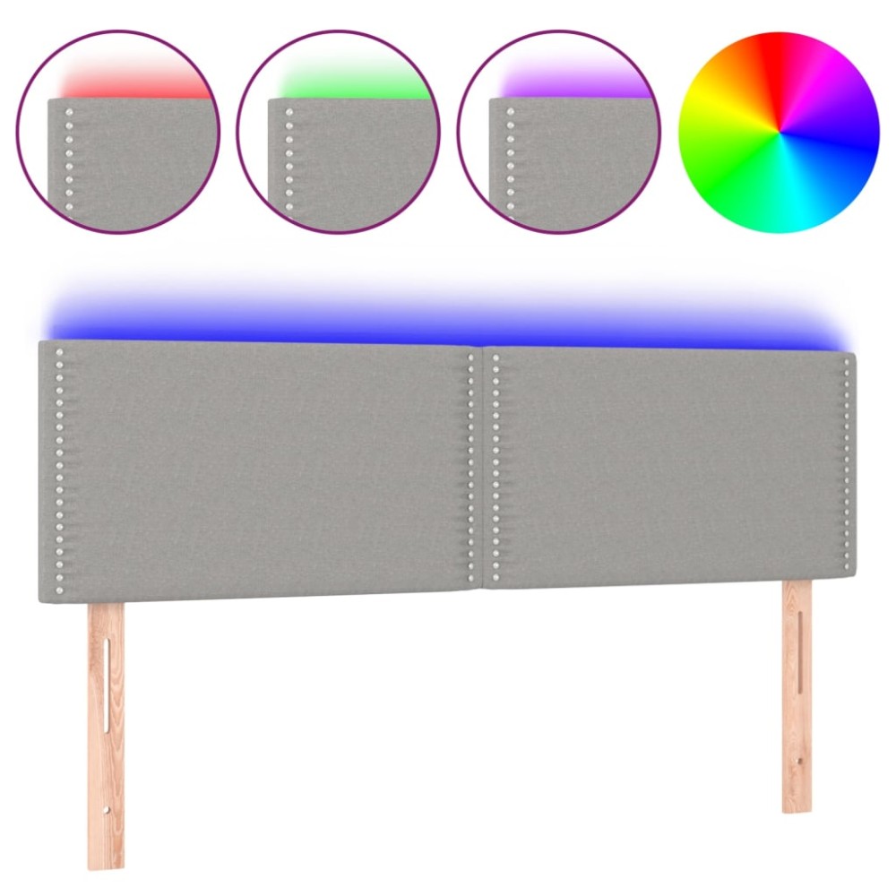 vidaXL Tăblie de pat cu LED, gri deschis, 144x5x78/88 cm, textil