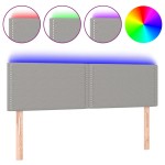 vidaXL Tăblie de pat cu LED, gri deschis, 144x5x78/88 cm, textil