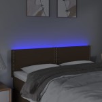 vidaXL Tăblie de pat cu LED, maro închis, 144x5x78/88 cm, textil vidaXL Tăblie de pat cu LED, maro închis, 144x5x78/88 cm, textil