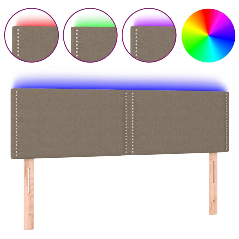 vidaXL Tăblie de pat cu LED, gri taupe, 144x5x78/88 cm, textil