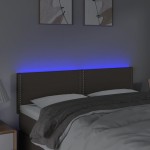 vidaXL Tăblie de pat cu LED, gri taupe, 144x5x78/88 cm, textil vidaXL Tăblie de pat cu LED, gri taupe, 144x5x78/88 cm, textil