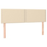 vidaXL Tăblie de pat cu LED, crem, 144x5x78/88 cm, textil