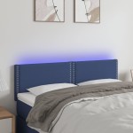 vidaXL Tăblie de pat cu LED, albastru, 144x5x78/88 cm, textil vidaXL Tăblie de pat cu LED, albastru, 144x5x78/88 cm, textil