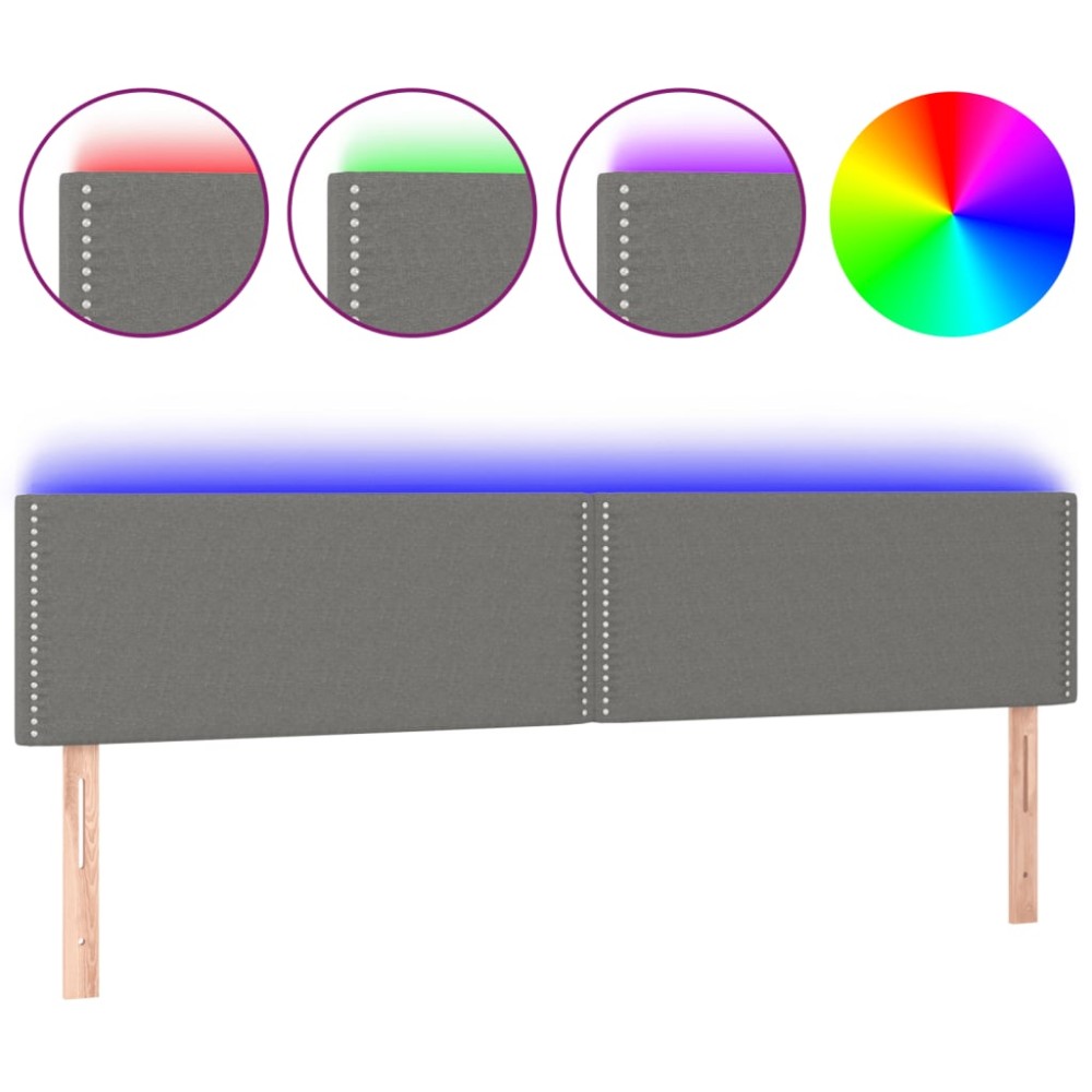 vidaXL Tăblie de pat cu LED, gri închis, 160x5x78/88 cm, textil