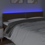 vidaXL Tăblie de pat cu LED, maro închis, 180x5x78/88 cm, textil vidaXL Tăblie de pat cu LED, maro închis, 180x5x78/88 cm, textil