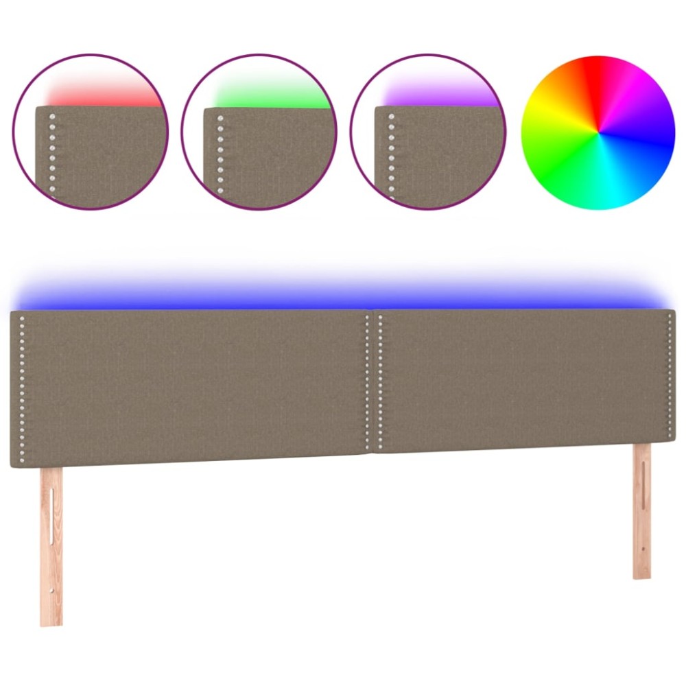vidaXL Tăblie de pat cu LED, gri taupe, 180x5x78/88 cm, textil
