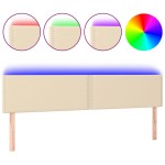 vidaXL Tăblie de pat cu LED, crem, 180x5x78/88 cm, textil