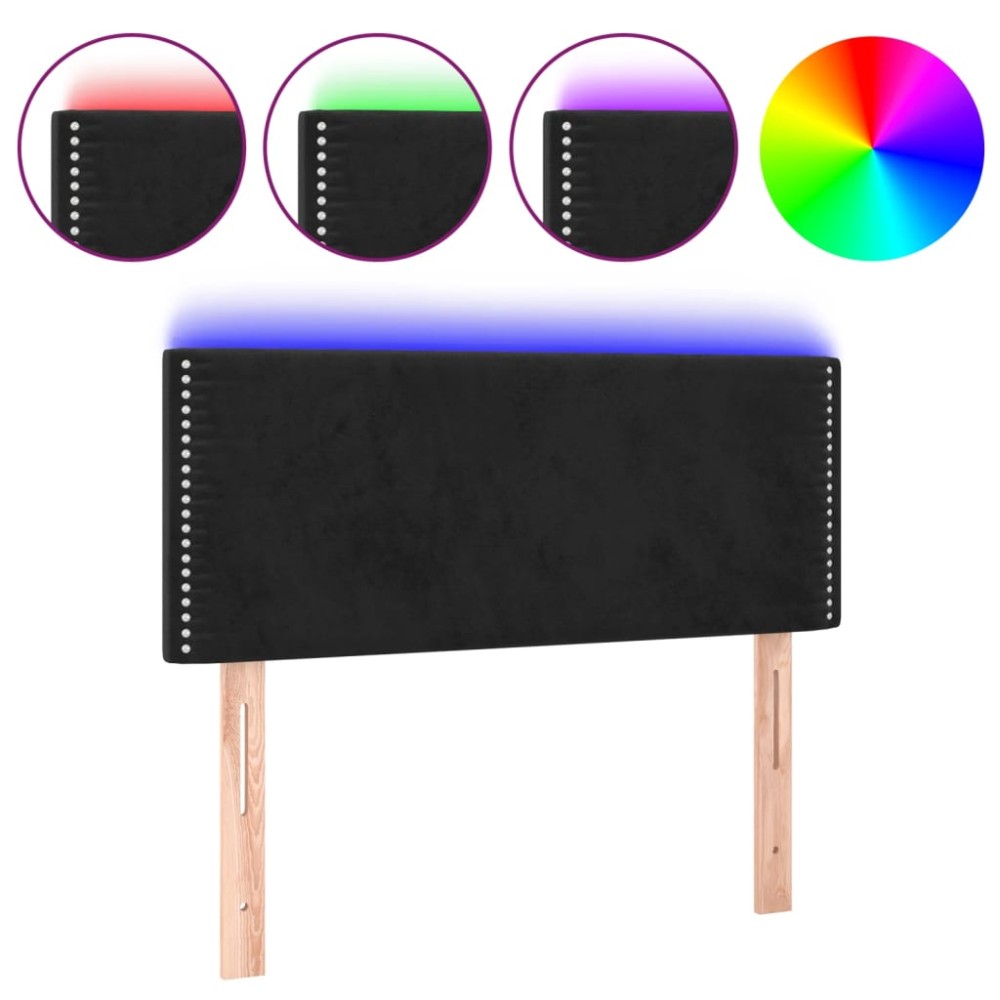 vidaXL Tăblie de pat cu LED, negru, 80x5x78/88 cm, catifea