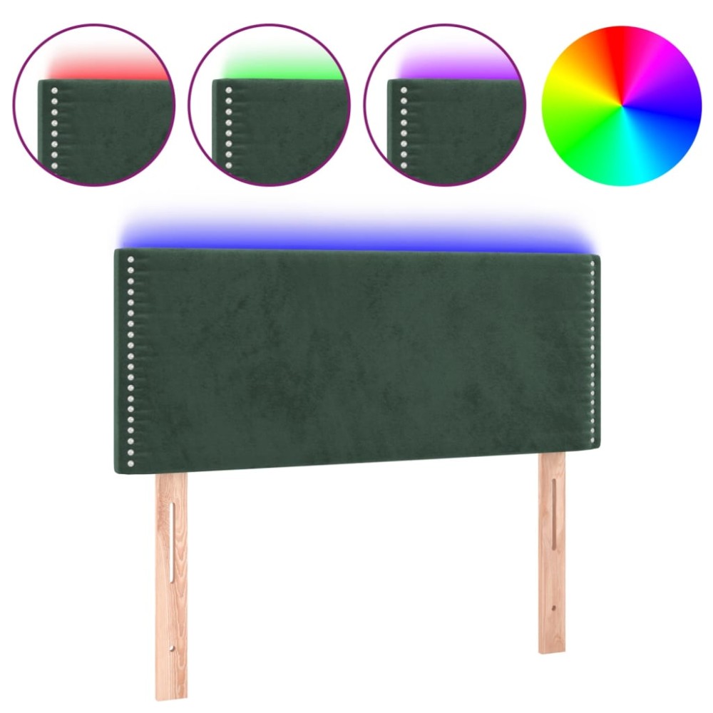 vidaXL Tăblie de pat cu LED, verde închis, 80x5x78/88 cm, catifea